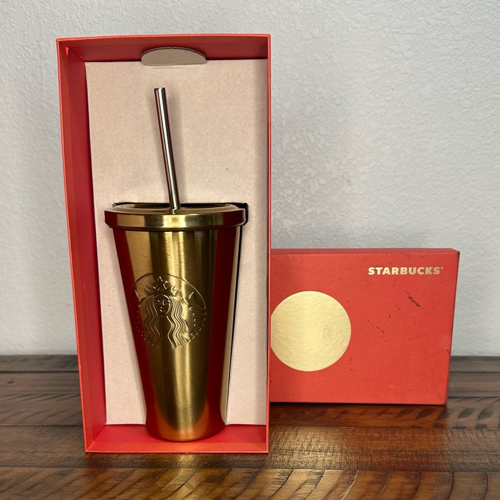 RARE 2014 Starbucks Gold 16oz Tumbler NWT